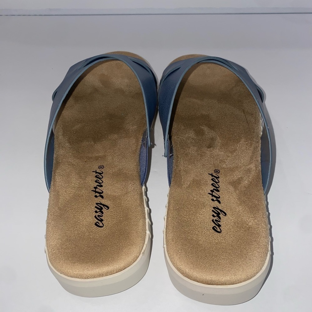 Easy Street Brylee Denim Slide Sandals Women 7.5W Comfort Slip-On New - Picture 7 of 9